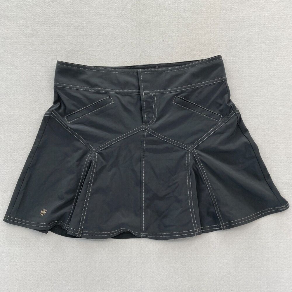 Athleta All Terrain Skirt Women's 2 Gray Stretch Flare Drawstring Hiking Outdoor